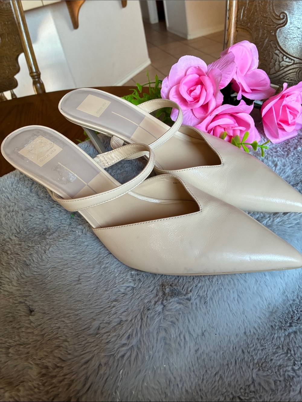 Dolce Vita Beige Pointed Mules – Elegant Minimalist Style Size 11